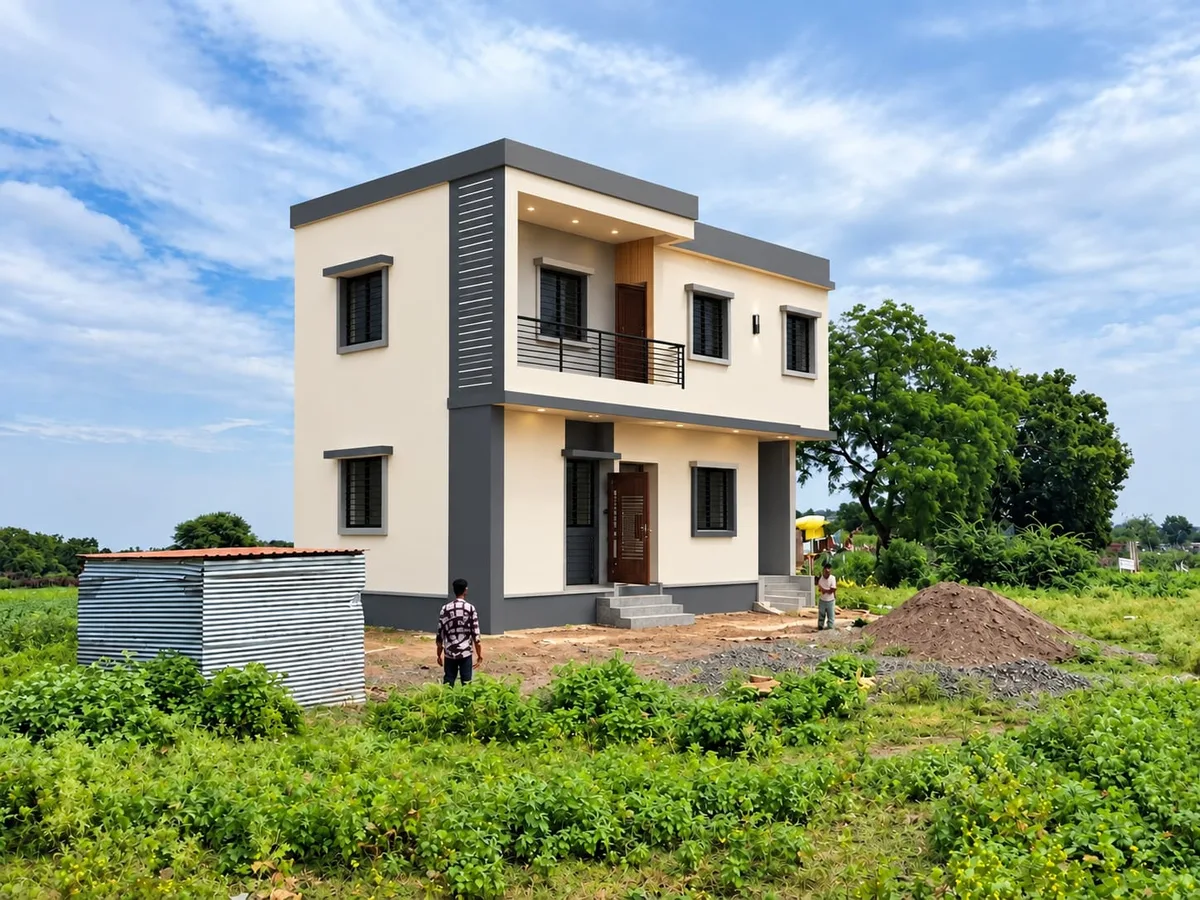 Modern two-storey independent house with a balcony in Nanded